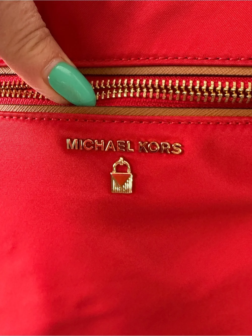 Michael Kors Red Crossbody with Tan Adjustable Strap